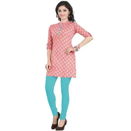 Astonishing Cambric Cotton Printed Kurti in Pink