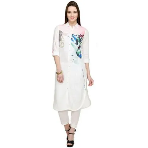 Intricate White Kurti by 