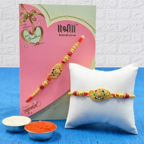 Appealing 2pcs Designer Metal Rakhi