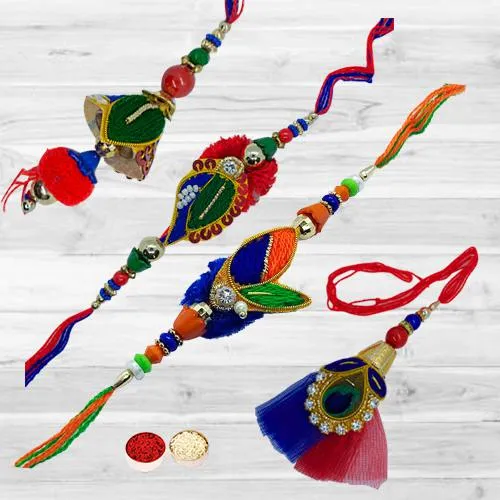 Dazzling Swastik Designer Bhaiya Bhabhi Rakhi Set