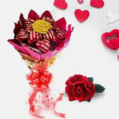 Delicious 12 Pcs Heart Shaped Chocolates Bouquet