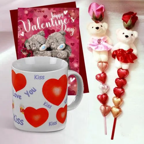 Cute Teddy with Heart Shape Handmade Chocolates in a stick