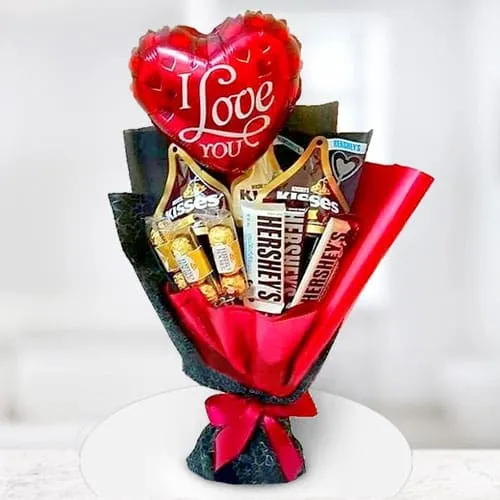 Mylar Balloon  N  Chocolates Bouquet