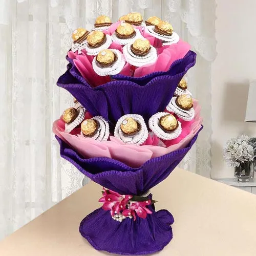 Delightful 2 Tier Bouquet of Ferrero Rocher Chocolate