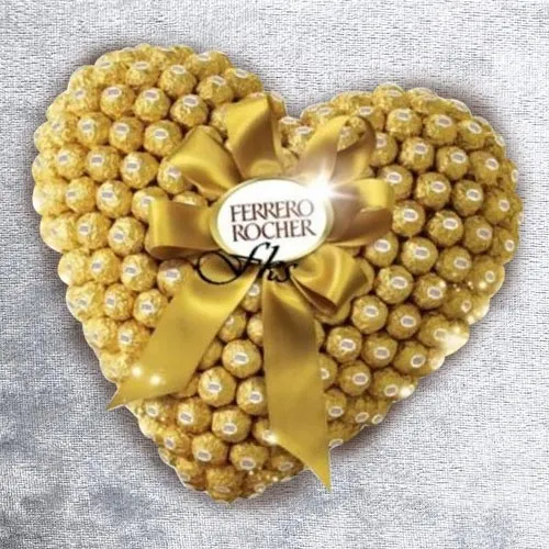 Exclusive Heart Shaped Arrangement of Ferrero Rocher Chocolate