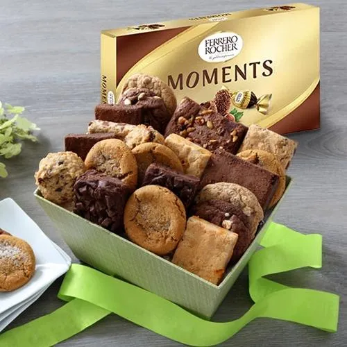 Delicious Brownies with Cookie Mans Assorted Cookies Gift Box