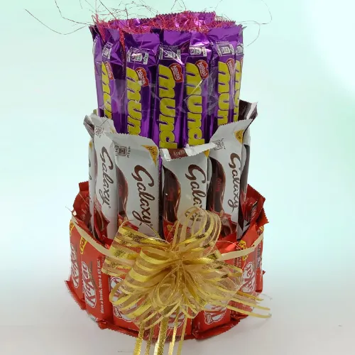 Indulgent 3 Layer Tower Arrangement of Mixed Chocolates