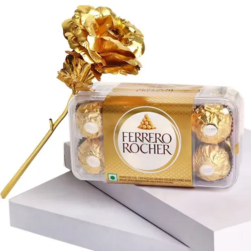 Tempting Ferrero Rocher Chocolates with a Golden Rose