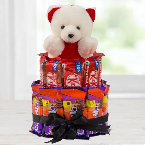 Irresistible Chocolate n Teddy Arrangement