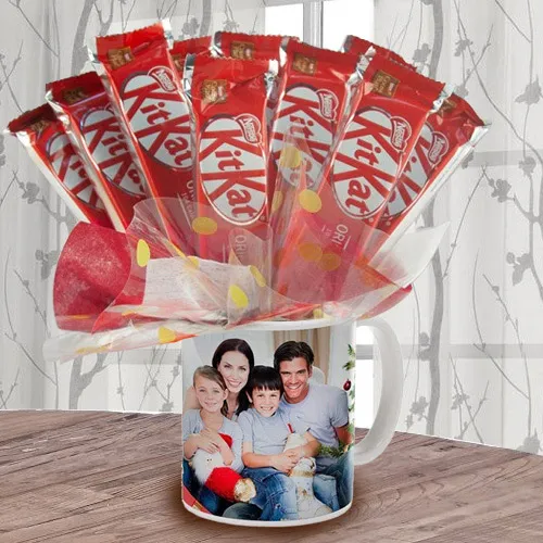Delightful Bouquet of Kitkat in Personalized Coffee Mug