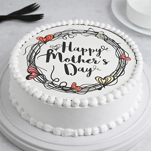 Delicious Happy Mothers Day Vanilla Photo Cake