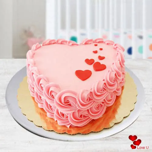 Irresistible Heart Shape Strawberry Cake