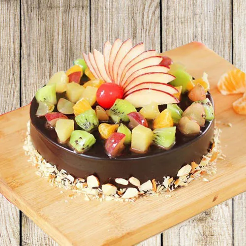 Deliver Chocolate Truffle Fresh Fruits Cake