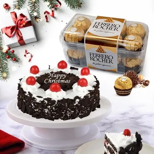 Magical Xmas Treat of Black Forest Cake N Chocolates