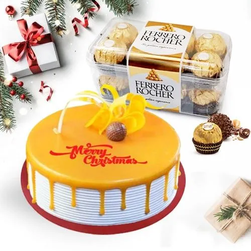Luxurious Ferrero Rocher Chocolates with Butterscotch Cake