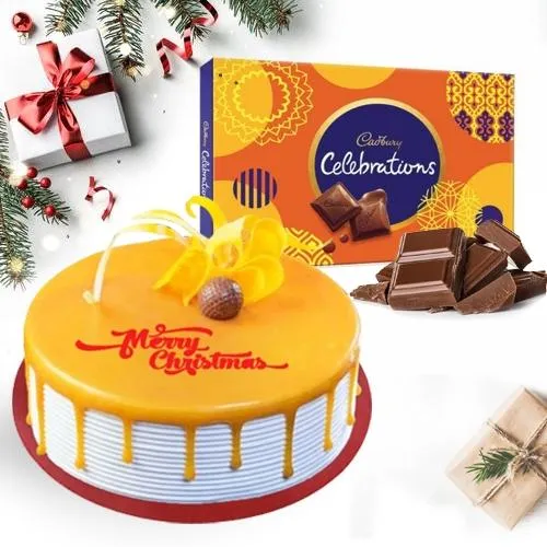 Mouth-Watering Butterscotch Cake N Cadbury Celebrations Pack