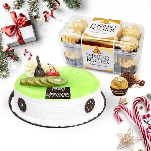 Enticing Kiwi Cake with Ferrero Rocher Chocolate Box