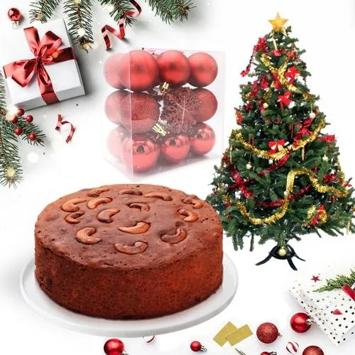Wonderful Dry Plum Cake with Christmas Tree n Decorations
