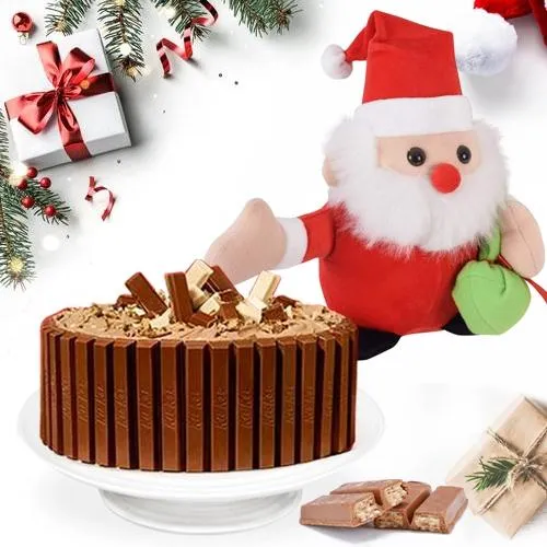 Appealing Kitkat Special Cake with Xmas Santa<br>