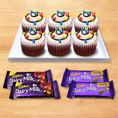 Sumptuous Cup Cakes N Cadbury Chocolates Combo Gift