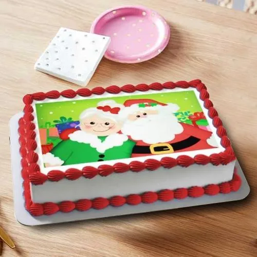 Exquisite Santa Claus Photo Cake	