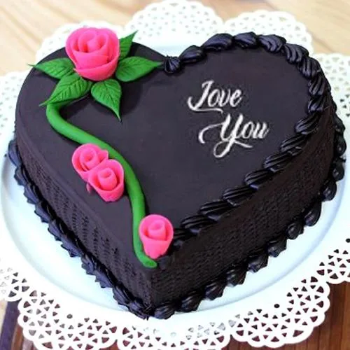 Exquisite Propose Day Gift of Heart Shape Chocolate Cake