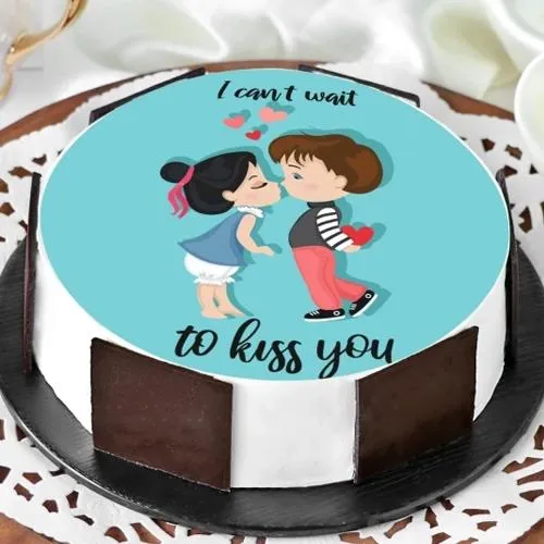 Award-Winning Vanilla Photo Cake for Kiss Day