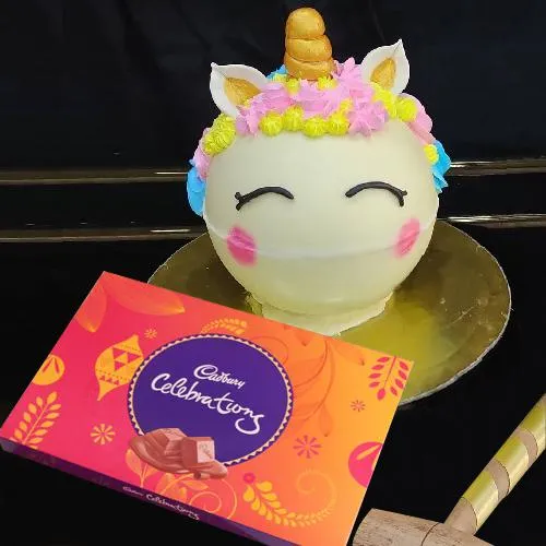 Ambrosial Unicorn Pi�ata Cake with Cadbury Celebrations  Pack
