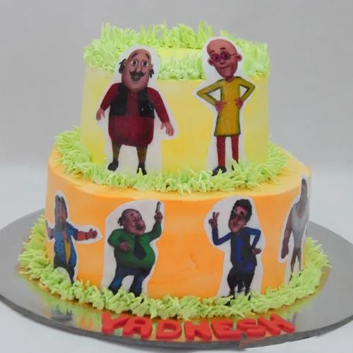 Exquisite Two Tier Motu Patlu Cake for Birthday