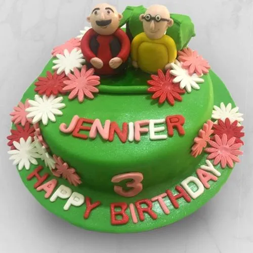 Fresh-Baked Motu Patlu Fondant Cake for Birthday