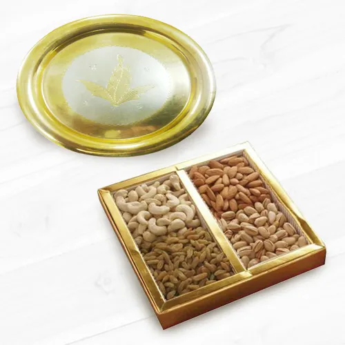 Golden Plated Thali with Assorted Dry Fruits