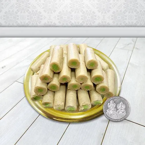 Haldirams Kaju Roll N Gold Plated Thali , Free Coin