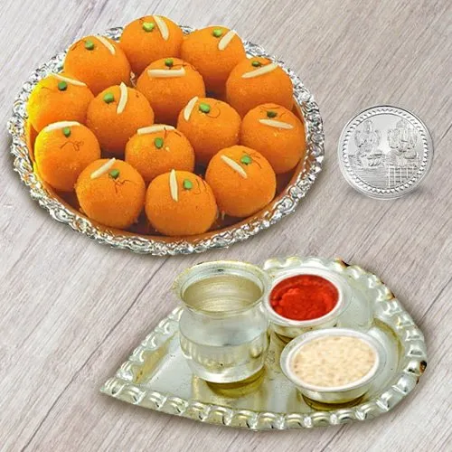 Order Haldirams Ladoo with Aarti Thali N Free Coin