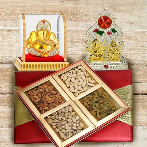 Send Dry Fruits Gift Box with Vinayak Murti and Mandap