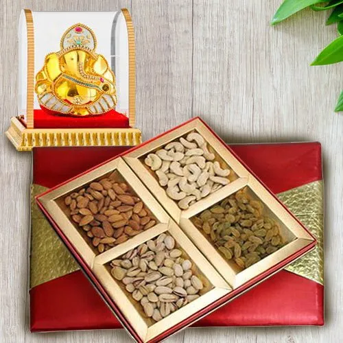 Deliver Box of Mixed Dry Fruits with Ganesh Murti