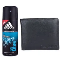 Sending Addidas Deo Spray and Longhorns Leather Wallet