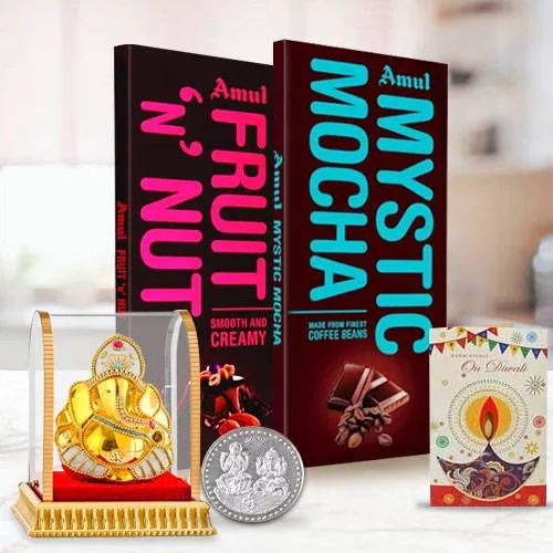 Mesmerizing Amul Chocolate Gift Pack with Coin N Free Diyas