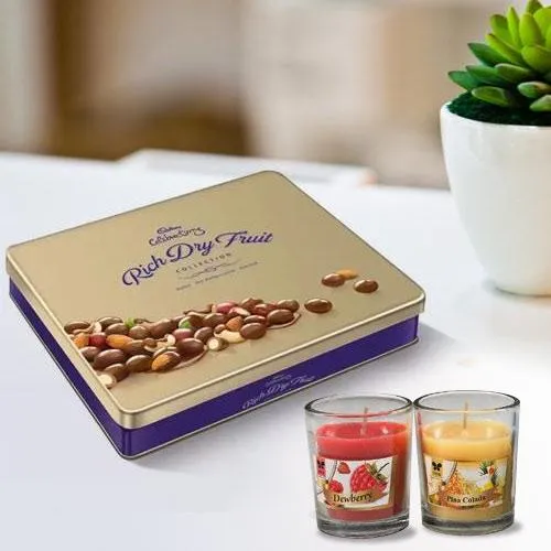 Festive Gift of Cadbury Rich Dry Fruit Collection n Candles