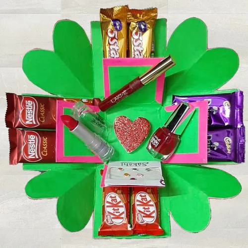 2 Tier Lakme Cosmetics n Chocolates Explosion Box for Women