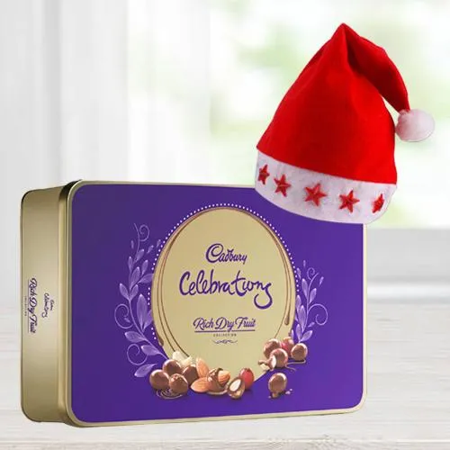 Remarkable Cadbury Dairy Milk Rich Dry Fruit Box N Santa Claus LED Lighting Cap