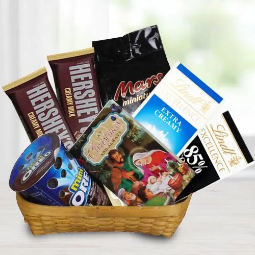 Wonderful Gift Basket of Chocos n Christmas Greetings Card