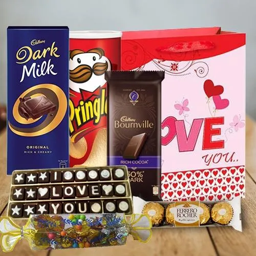 Remarkable Chocolate Assortments Hamper with Velvet Rose