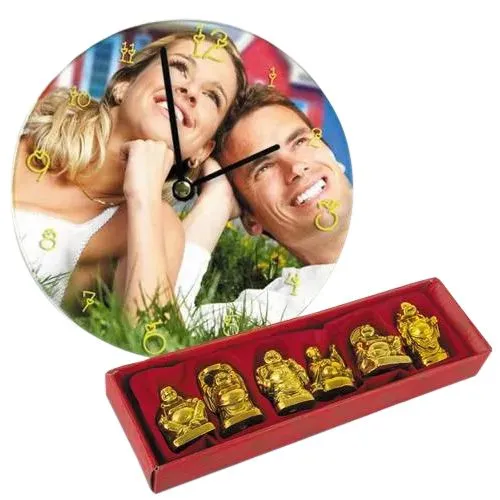 Fabulous Personalized Photo Wall Clock with Laughing Buddha