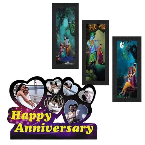 Attractive Personalized Happy Anniversary N Radha Krishna Photo Frames