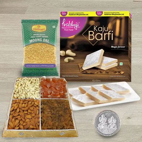 Zesty  Dry Fruits, Haldirams Sweets n Snacks Combo with Free Coin
