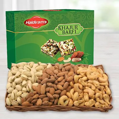 Classy Gift Box of Haldiram Khajur Barfi with Dry Fruits Mix