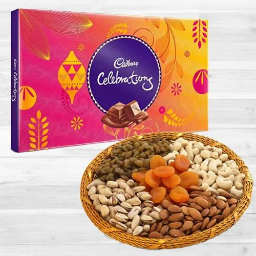 Yummy Combo of Dry Fruits with Cadbury Celebrations Pack