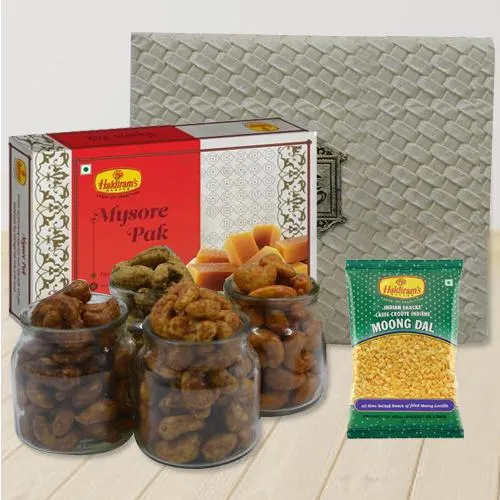 Blissful Combo of Haldiram Sweets, Snacks n Flavored Cashews