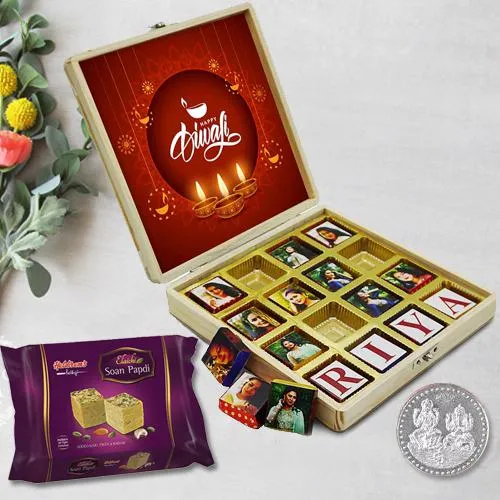 Classy Personalized Gift of Chocolate Box with Picture N Message N Haldiram Sweets