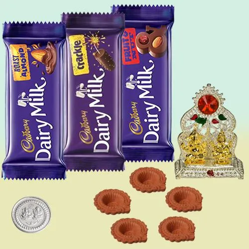 Lovely Cadbury Assortments with Laxmi Ganesh Mandap, Free Coin n Diya